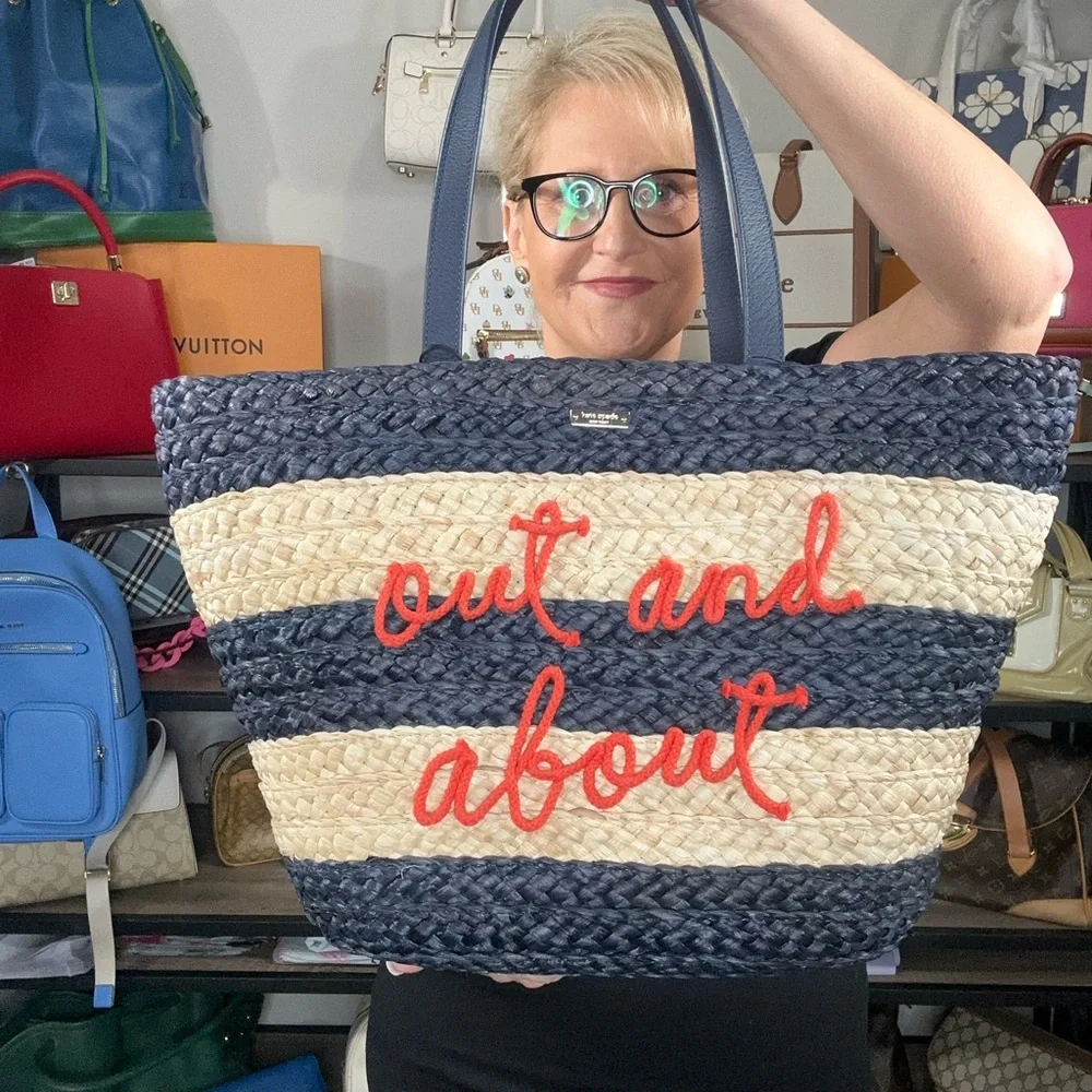Kate Spade NWT Out and About Straw Tote from Shore Thing Line Retails $298 - Picture 10 of 14